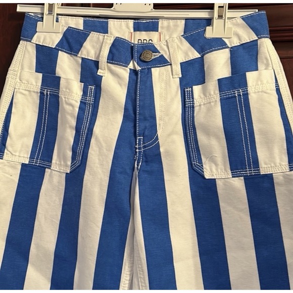 BDG Joey Striped Straight Leg Pants Blue White Wide Crop Sz 28 Urban Out NWT - Picture 7 of 11